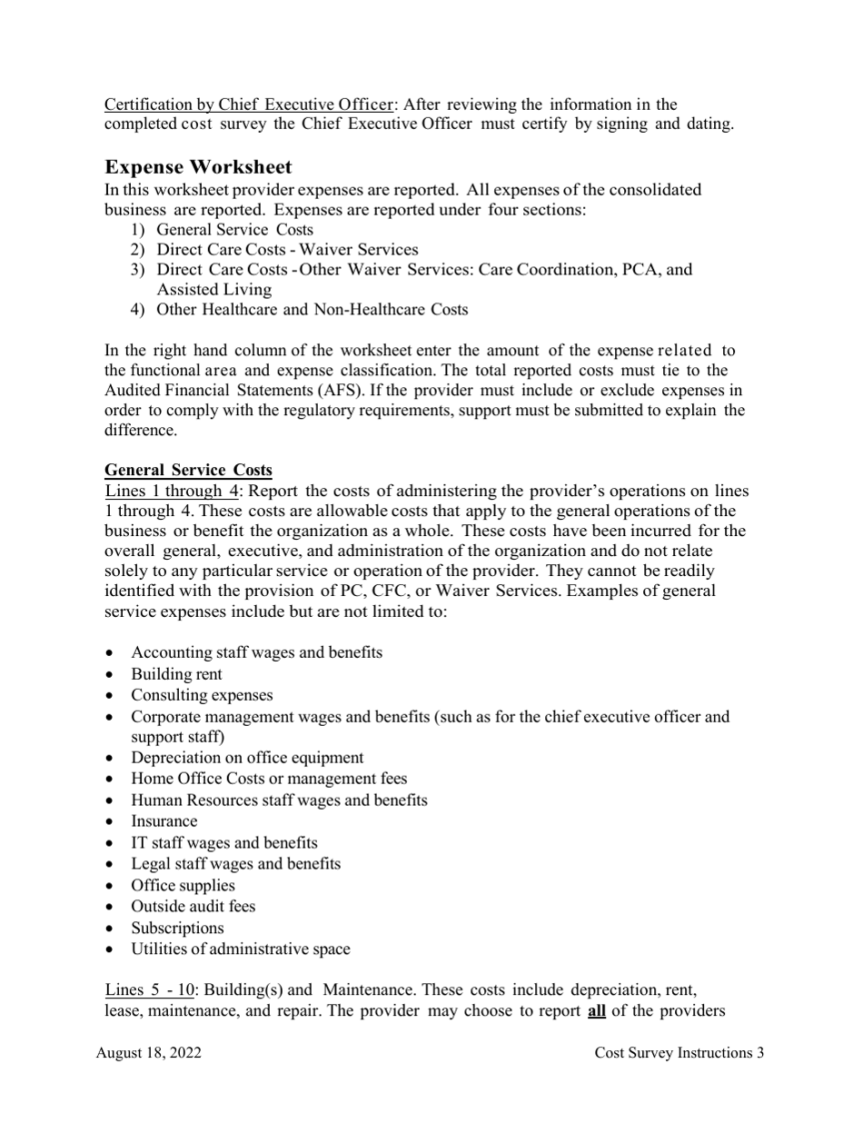 Instructions for Cost Survey - Alaska, Page 3