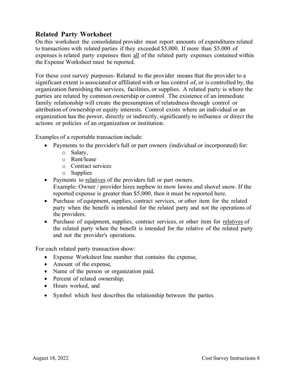 Instructions for Cost Survey - Alaska, Page 8