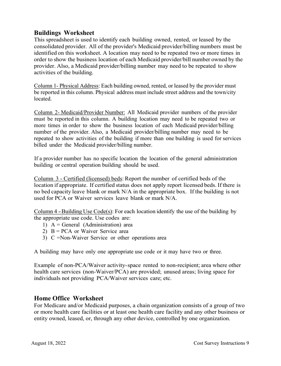 Instructions for Cost Survey - Alaska, Page 9