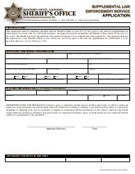 Document preview: Form SO1019.01 Supplemental Law Enforcement Service Application - Monterey County, California