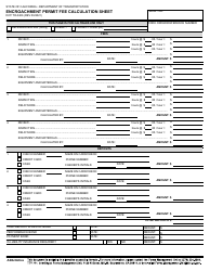 Document preview: Form DOT TR-PER-0406 Encroachment Permit Fee Calculation Sheet - California