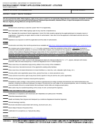 Document preview: Form TR-0413 Encroachment Permit Application Checklist - Utilities - California