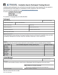Document preview: Form PA-611-001 Combative Sports Participant Training Record - Washington