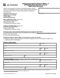 Document preview: Form EA-649-002 Employment Agency, Branch Office, or Listing/Directory Service License Application/Renewal - Washington