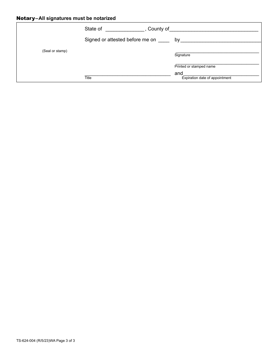 Form TS-624-004 Timeshare Company Registration Renewal - Washington, Page 3