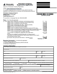 Form TS-624-003 Timeshare Company Registration Application - Washington