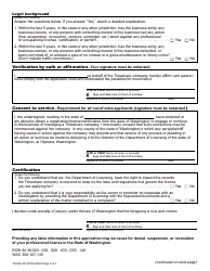 Form TS-624-003 Timeshare Company Registration Application - Washington, Page 2