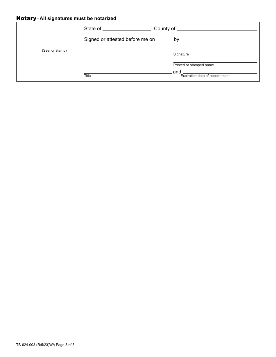 Form TS-624-003 Timeshare Company Registration Application - Washington, Page 3