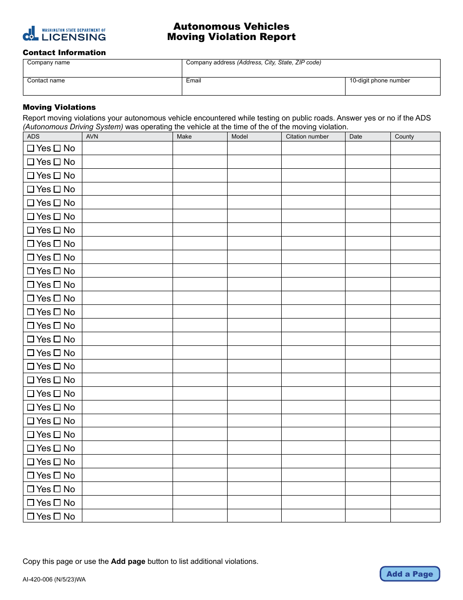 Form AI-420-006 Download Fillable PDF or Fill Online Autonomous ...