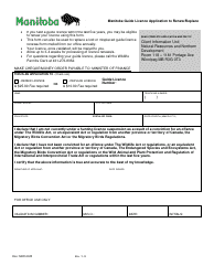 Document preview: Manitoba Guide Licence Application to Renew/Replace - Manitoba, Canada