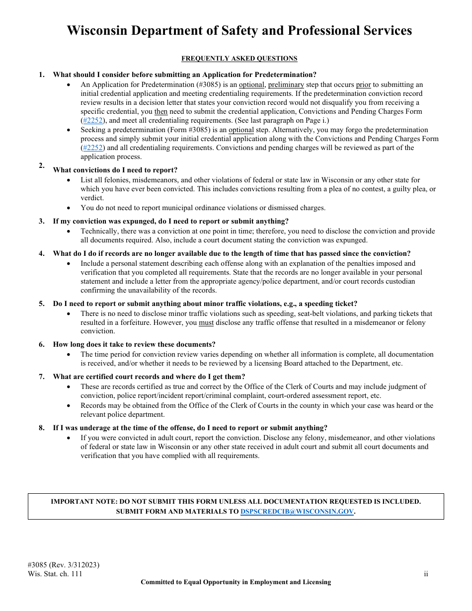 Form 3085 Download Fillable PDF or Fill Online Application for ...