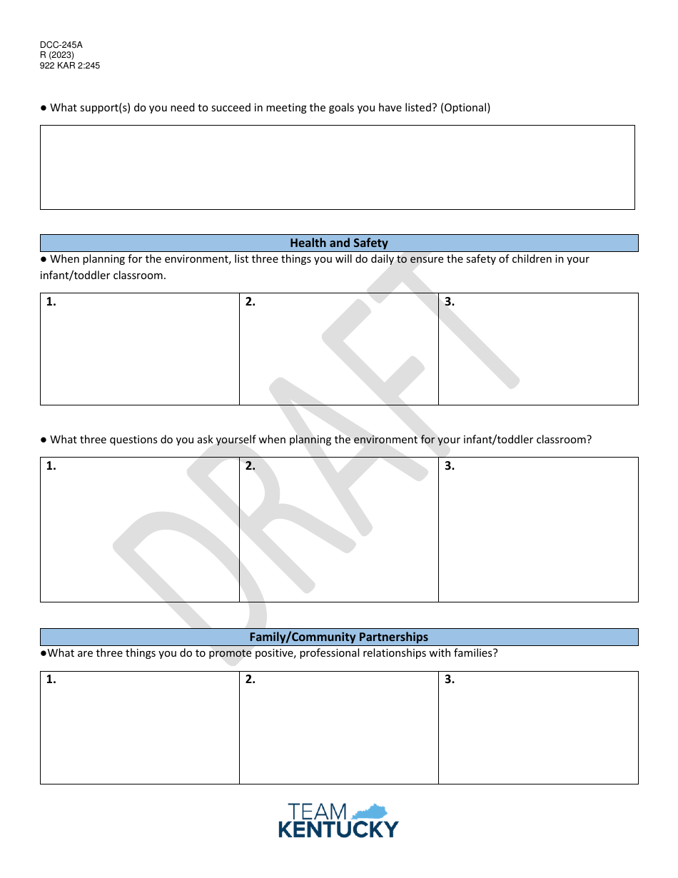 Form DOC-245A Kentucky Infant and Toddler Credential Candidate Self-assessment - Kentucky, Page 2