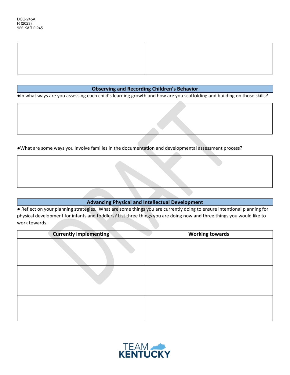 Form DOC-245A Kentucky Infant and Toddler Credential Candidate Self-assessment - Kentucky, Page 5