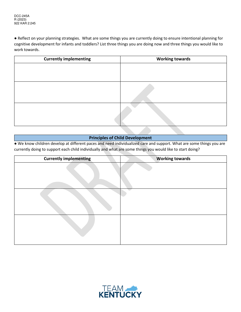 Form DOC-245A Kentucky Infant and Toddler Credential Candidate Self-assessment - Kentucky, Page 6