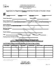 Form DCC-95 Application for Registered Relative Child Care Provider in Provider&#039;s Home - Kentucky