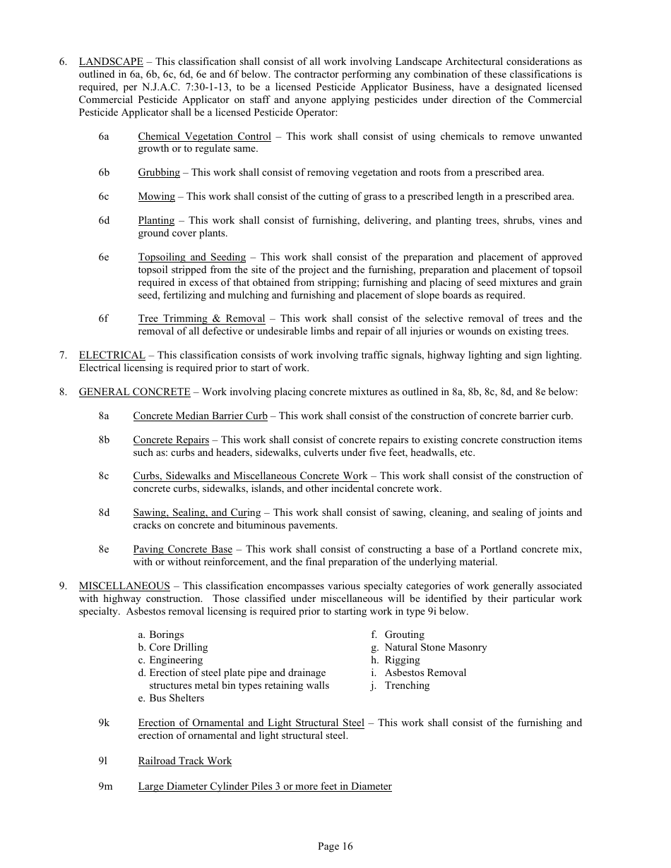 Form DC-74A Contractors Financial and Equipment Statement Experience Questionnaire and Past Performance Record - New Jersey, Page 16