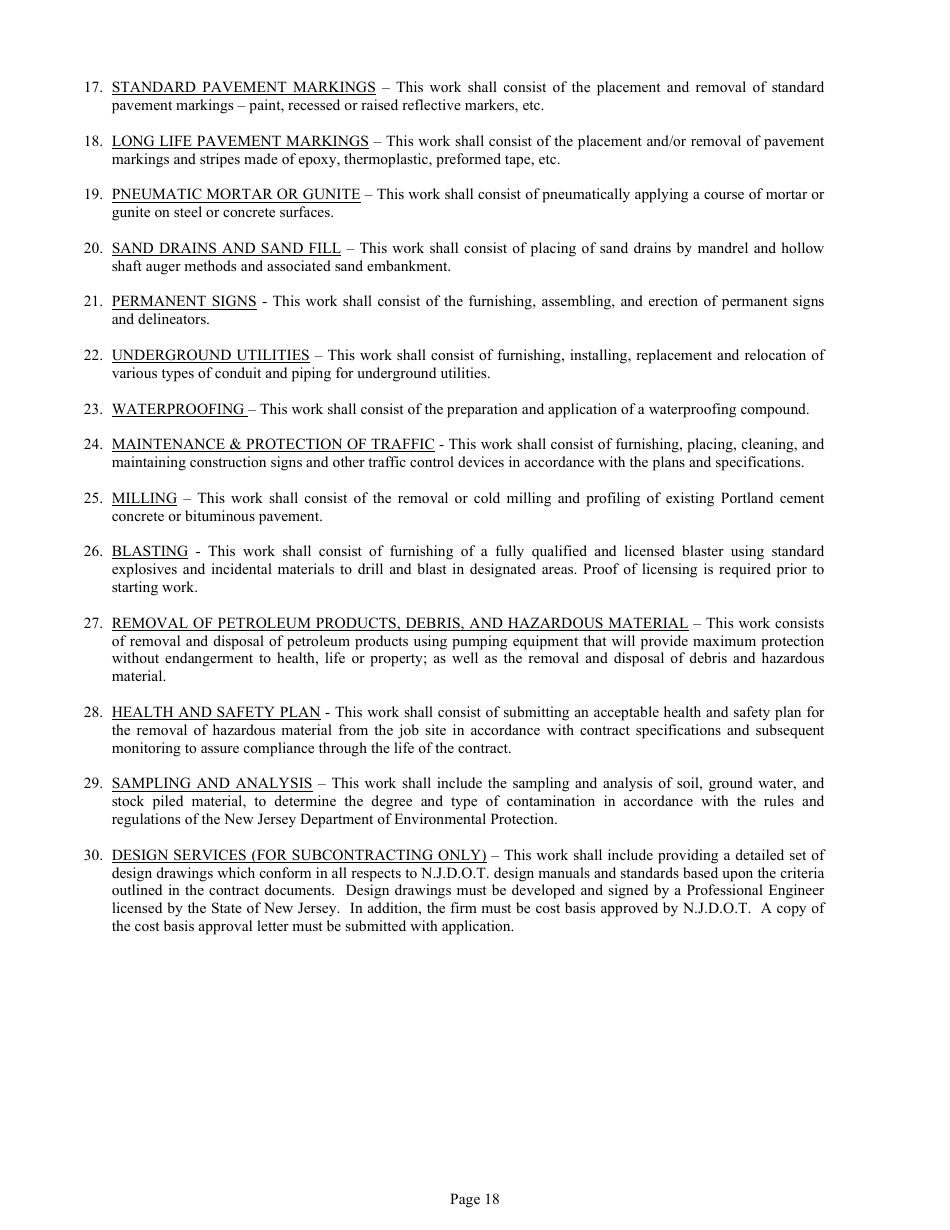 Form DC-74A Contractors Financial and Equipment Statement Experience Questionnaire and Past Performance Record - New Jersey, Page 18