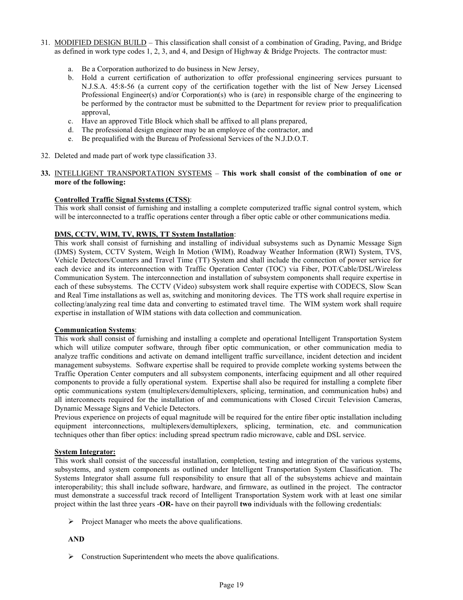 Form DC-74A Contractors Financial and Equipment Statement Experience Questionnaire and Past Performance Record - New Jersey, Page 19