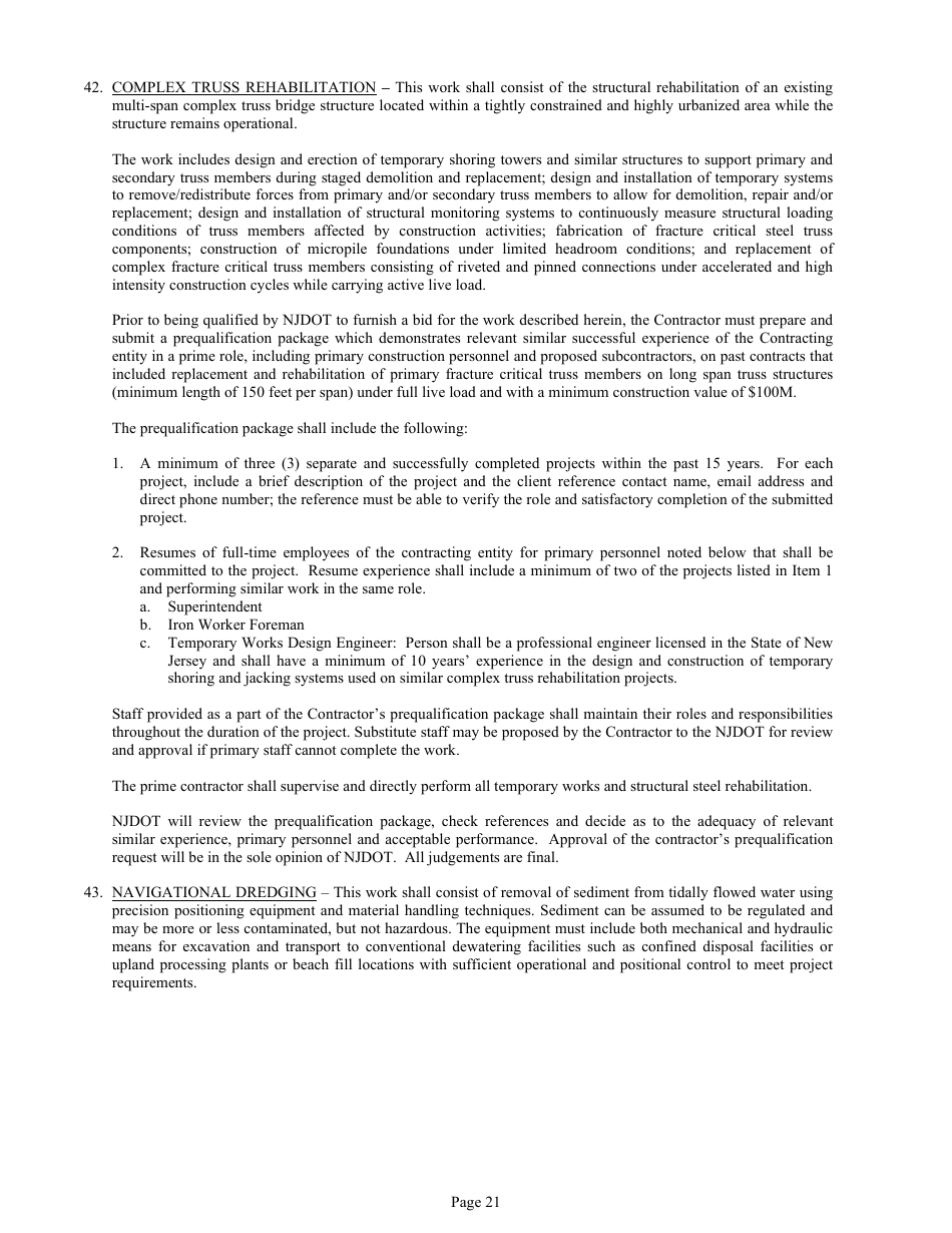 Form DC-74A Contractors Financial and Equipment Statement Experience Questionnaire and Past Performance Record - New Jersey, Page 21