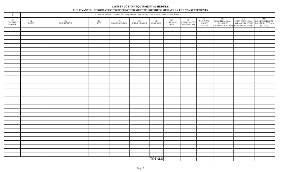 Form DC-74A Contractors Financial and Equipment Statement Experience Questionnaire and Past Performance Record - New Jersey, Page 2