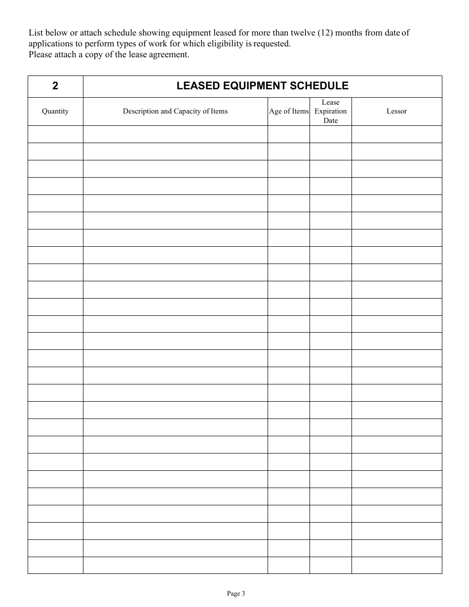 Form DC-74A Contractors Financial and Equipment Statement Experience Questionnaire and Past Performance Record - New Jersey, Page 3