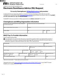 Document preview: Form DHS-4087-ENG Electronic Remittance Advice (Ra) Request - Minnesota Health Care Programs (Mhcp) - Minnesota