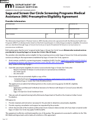 Document preview: Form DHS-4786-ENG Sage and Screen Our Circle Screening Programs Medical Assistance (Ma) Presumptive Eligibility Agreement - Minnesota Health Care Programs (Mhcp) - Minnesota