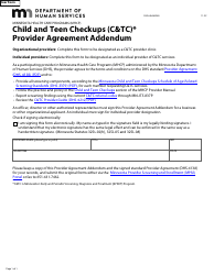 Document preview: Form DHS-4646-ENG Child and Teen Checkups (C&tc) Provider Agreement Addendum - Minnesota Health Care Programs (Mhcp) - Minnesota