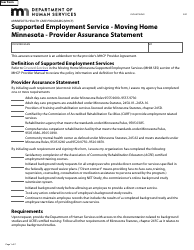 Form DHS-3873-ENG Supported Employment Service - Moving Home Minnesota - Provider Assurance Statement - Minnesota Health Care Programs (Mhcp) - Minnesota