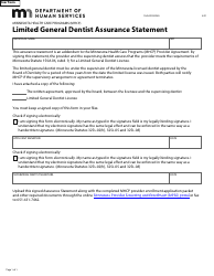Document preview: Form DHS-3932-ENG Limited General Dentist Assurance Statement - Minnesota Health Care Programs (Mhcp) - Minnesota