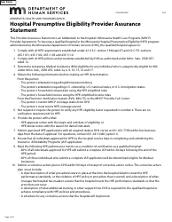 Document preview: Form DHS-3887-ENG Hospital Presumptive Eligibility Provider Assurance Statement - Minnesota Health Care Programs (Mhcp) - Minnesota