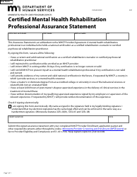 Document preview: Form DHS-6095-ENG Certified Mental Health Rehabilitation Professional Assurance Statement - Minnesota Health Care Programs (Mhcp) - Minnesota