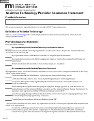 Document preview: Form DHS-6189D-ENG Assistive Technology Provider Assurance Statement - Minnesota Health Care Programs (Mhcp) - Minnesota