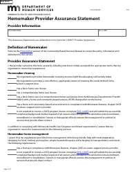Document preview: Form DHS-6189K-ENG Homemaker Provider Assurance Statement - Minnesota Health Care Programs (Mhcp) - Minnesota
