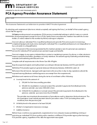 Form DHS-6005-ENG Pca Agency Provider Assurance Statement - Minnesota Health Care Programs (Mhcp) - Minnesota