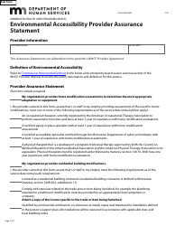 Form DHS-6189G-ENG Environmental Accessibility Provider Assurance Statement - Minnesota Health Care Programs (Mhcp) - Minnesota