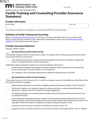 Document preview: Form DHS-6189I-ENG Family Training and Counseling Provider Assurance Statement - Minnesota Health Care Programs (Mhcp) - Minnesota