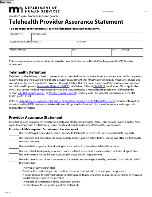 Form DHS-6806-ENG  Printable Pdf