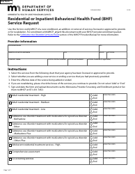 Document preview: Form DHS-6381-ENG Residential or Inpatient Behavioral Health Fund (Bhf) Service Request - Minnesota Health Care Programs (Mhcp) - Minnesota