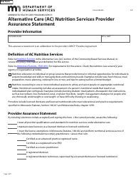 Document preview: Form DHS-6189B-ENG Alternative Care (Ac) Nutrition Services Provider Assurance Statement - Minnesota Health Care Programs (Mhcp) - Minnesota