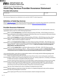 Form DHS-6189AA-ENG Adult Day Services Provider Assurance Statement - Minnesota Health Care Programs (Mhcp) - Minnesota