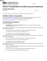 Form DHS-6189Y-ENG Waiver Transportation Provider Assurance Statement - Minnesota Health Care Programs (Mhcp) - Minnesota