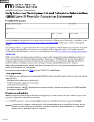 Form DHS-7120E-ENG Early Intensive Developmental and Behavioral Intervention (Eidbi) Level II Provider Assurance Statement - Minnesota Health Care Programs (Mhcp) - Minnesota