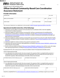 Document preview: Form DHS-7340-ENG Officer-Involved Community-Based Care Coordination Assurance Statement - Minnesota Health Care Programs (Mhcp) - Minnesota