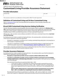 Document preview: Form DHS-6189X-ENG Customized Living Provider Assurance Statement - Minnesota Health Care Programs (Mhcp) - Minnesota