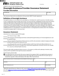 Document preview: Form DHS-6808-ENG Overnight Assistance Provider Assurance Statement - Minnesota Health Care Programs (Mhcp) - Minnesota
