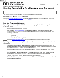 Document preview: Form DHS-7968-ENG Housing Consultation Provider Assurance Statement - Minnesota Health Care Programs (Mhcp) - Minnesota