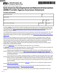 Form DHS-7120B-ENG Early Intensive Developmental and Behavioral Intervention (Eidbi) Provider Agency Assurance Statement - Minnesota Health Care Programs (Mhcp) - Minnesota