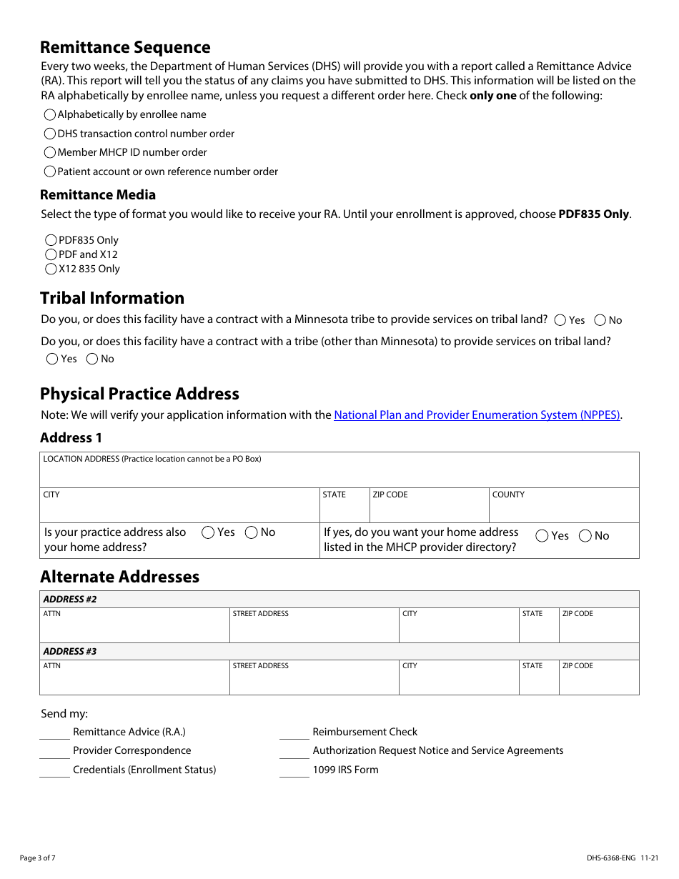 Form DHS-6368-ENG Direct Care and Treatment Organization - Provider Enrollment Application - Minnesota Health Care Programs (Mhcp) - Minnesota, Page 3