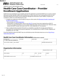 Form DHS-4474-ENG Health Care Case Coordinator - Provider Enrollment Application - Minnesota Health Care Programs (Mhcp) - Minnesota
